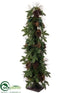 Silk Plants Direct Pine, Pine Cone, Holly Tree - Green Brown - Pack of 2