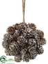 Silk Plants Direct Winter Mini Pine Cone Orb, Ornament - - Pack of 6