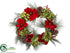 Silk Plants Direct Wreath - Green Red - Pack of 4