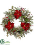 Silk Plants Direct Pine Wreath - Red - Pack of 3