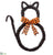Halloween Cat Wreath With Ribbon - Black Orange - Pack of 6