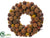 Silk Plants Direct Pine Cone, Felt Ball Wreath - Brown Green - Pack of 1