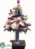 Silk Plants Direct Rose, Daisy Side Vase - Beauty Cream - Pack of 1