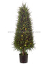 Silk Plants Direct Cedar Topiary Tree with Lights - Green - Pack of 2