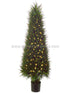 Silk Plants Direct Cedar Topiary Tree with Lights - Green - Pack of 1