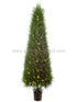 Silk Plants Direct Cedar Topiary Tree with Lights - Green - Pack of 1