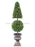 Silk Plants Direct Lighted Fir Cone Topiary Ball Tree - Green - Pack of 1