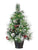 Lit Pine Tree Snowed w/ American Pine Cones & Red Berries - Green Snow - Pack of 2