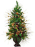 Silk Plants Direct Pre Lit Pine Tree w/ Glittered Pine Cones - Gold - Pack of 1