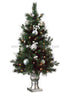 Silk Plants Direct Prelit Pine Tree w/ Balls, Berries & Twigs - White Silver - Pack of 1