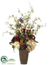Silk Plants Direct Hydrangea, Berry, Lace Bud - Mustard Burgundy - Pack of 1